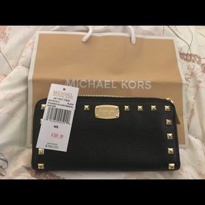Black Michael Kors Studded Za Continental Wallet